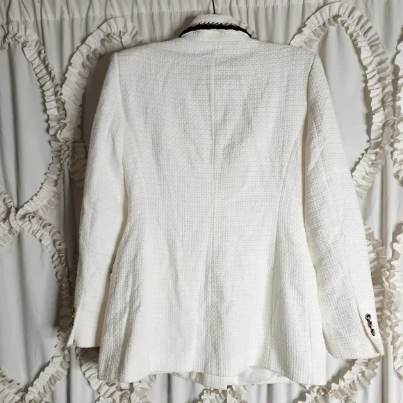 Zara Textured White Brown Button Blazer size Medium - Picture 9 of 9